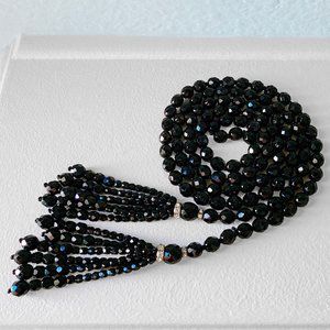 20’S GATSBY FLAPPER ~ Black Crystal Jewelry Full Set ~ Lariat, Choker & More!